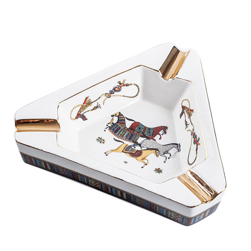 Ceramic Stallion White Ashtray